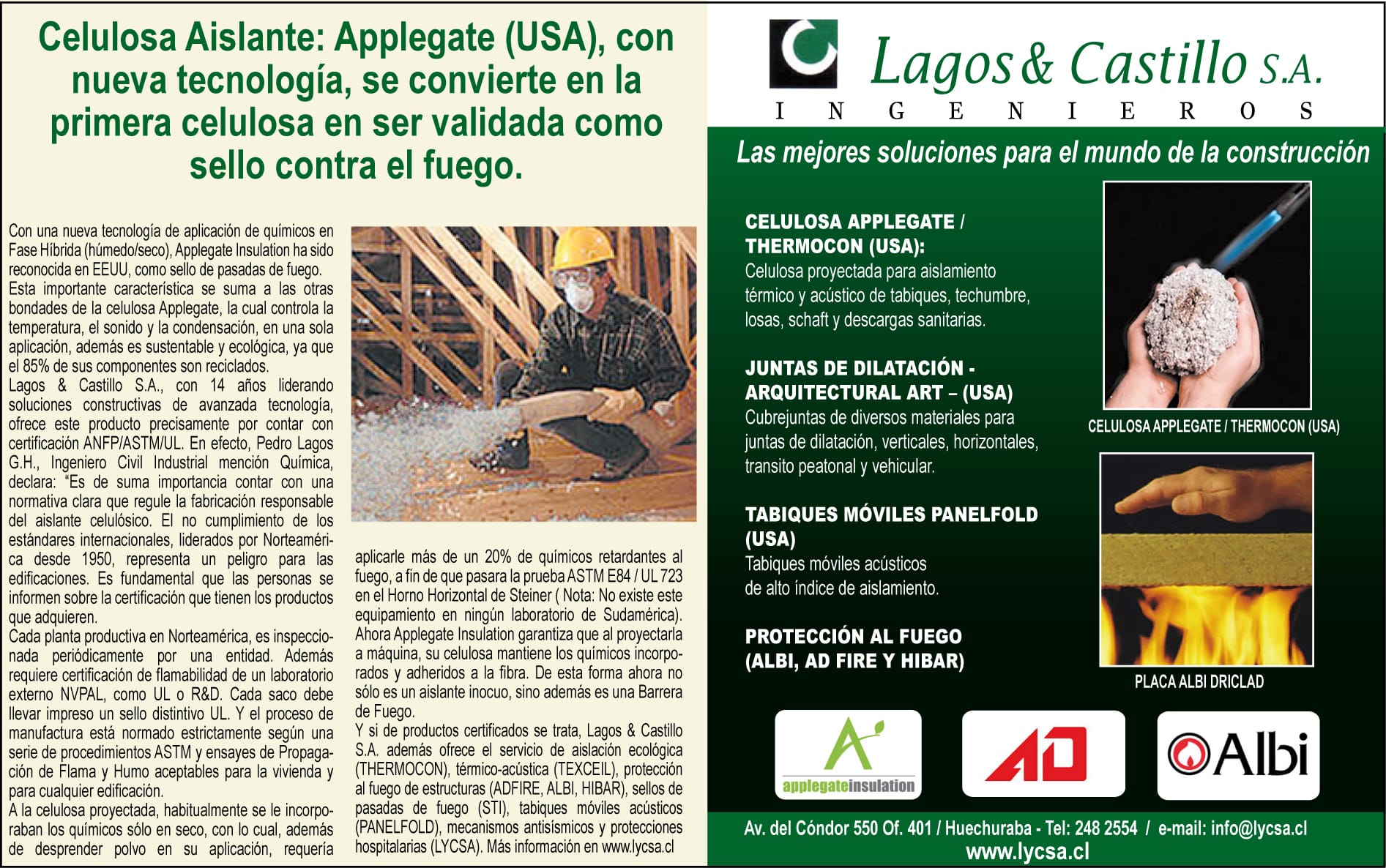 Celulosa aislante: Applegate (USA), con nueva tecnología, se convierte en la primera celulosa en ser validada como sello contra el fuego.