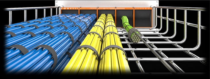 Bandeja de cables con sello de pasada de fuego
