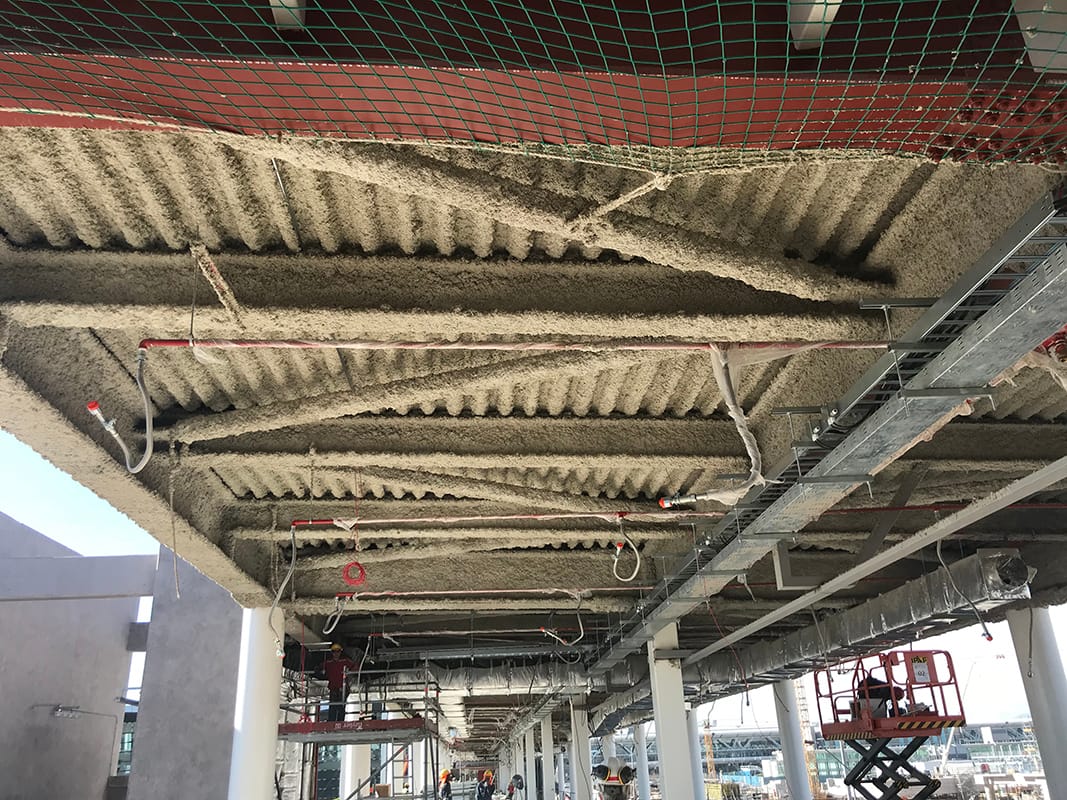 Mortero ignífugo Hibar aplicado en la estructura del Aeropuerto Nueva Pudahuel