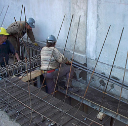 Instalación de anclajes Goujon CRET en la armadura de una losa
