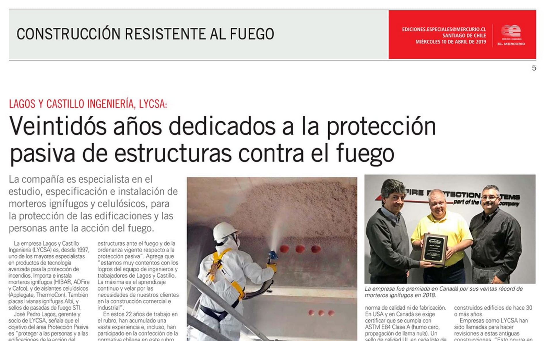 Veintidós años dedicados a la protección pasiva de estructuras contra el fuego