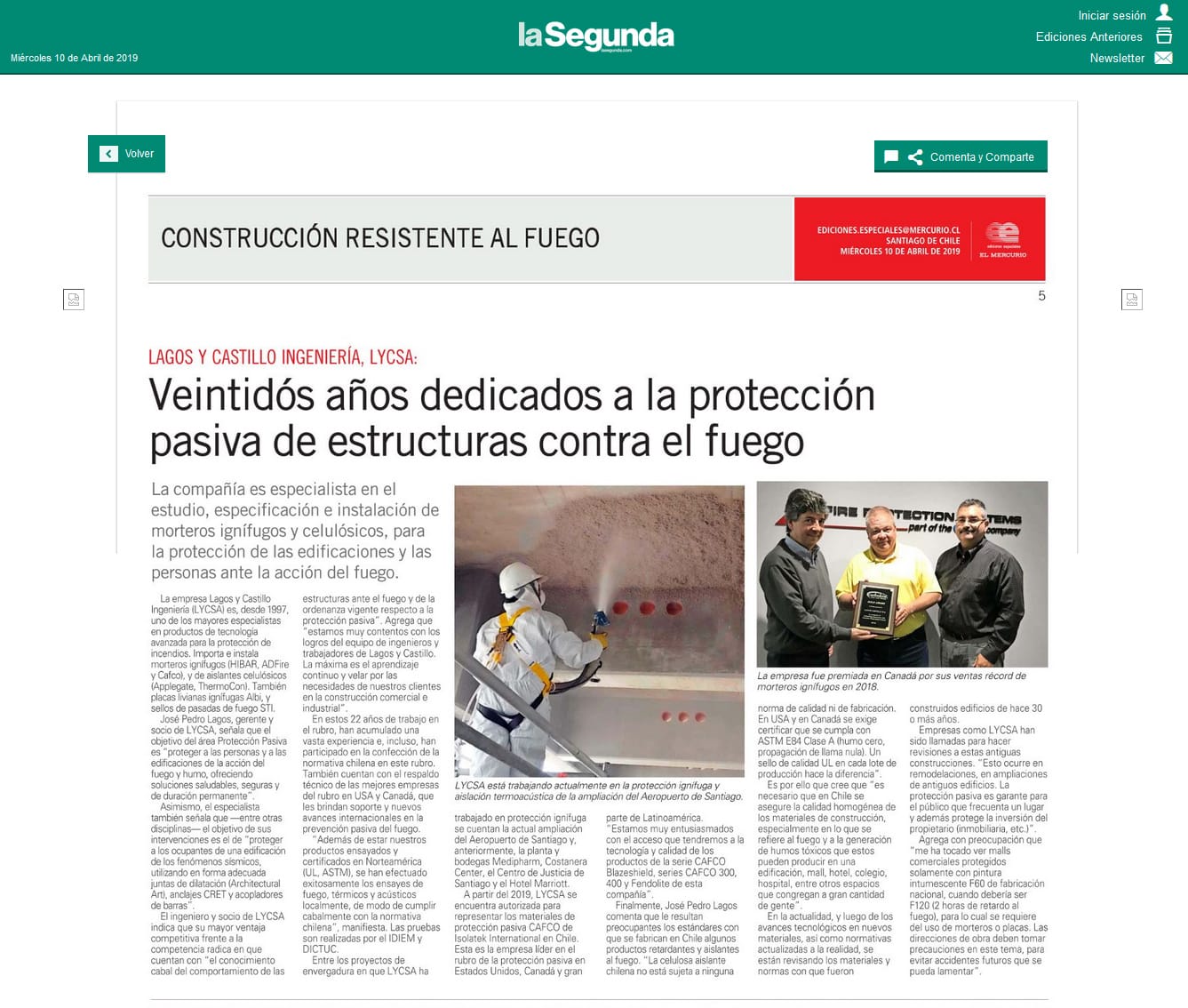 Veintidós años dedicados a la protección pasiva de estructuras contra el fuego