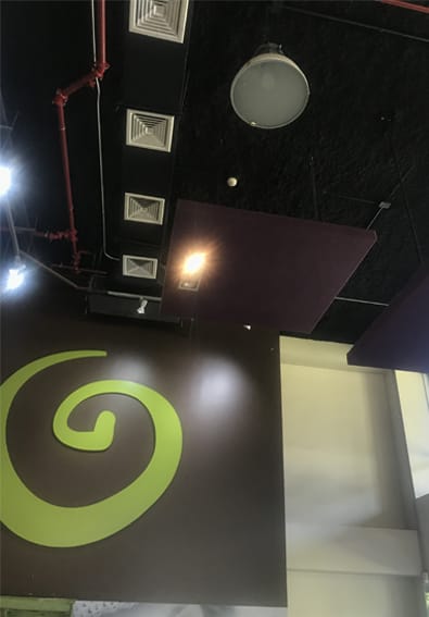 Cielo de celulosa proyectada negra en un local comercial